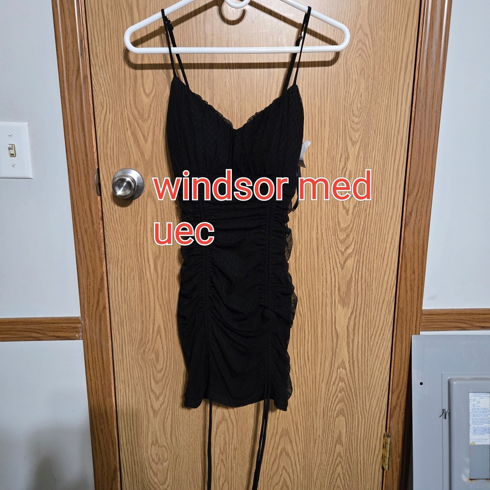 Windsor Black Ruched Mini Dress
